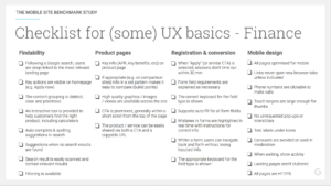 Checklist for UX basics - Finance