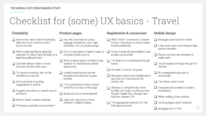 Checklist for UX basics - Travel